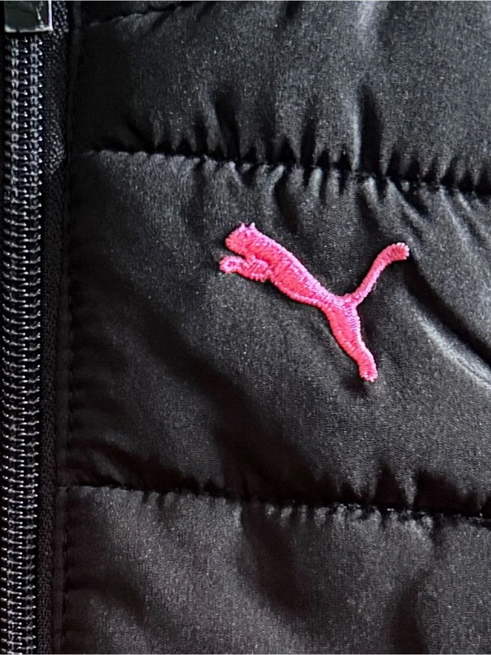 🆕- Puma Baby Black Puffer Vest with Pink Logo 6-9 months